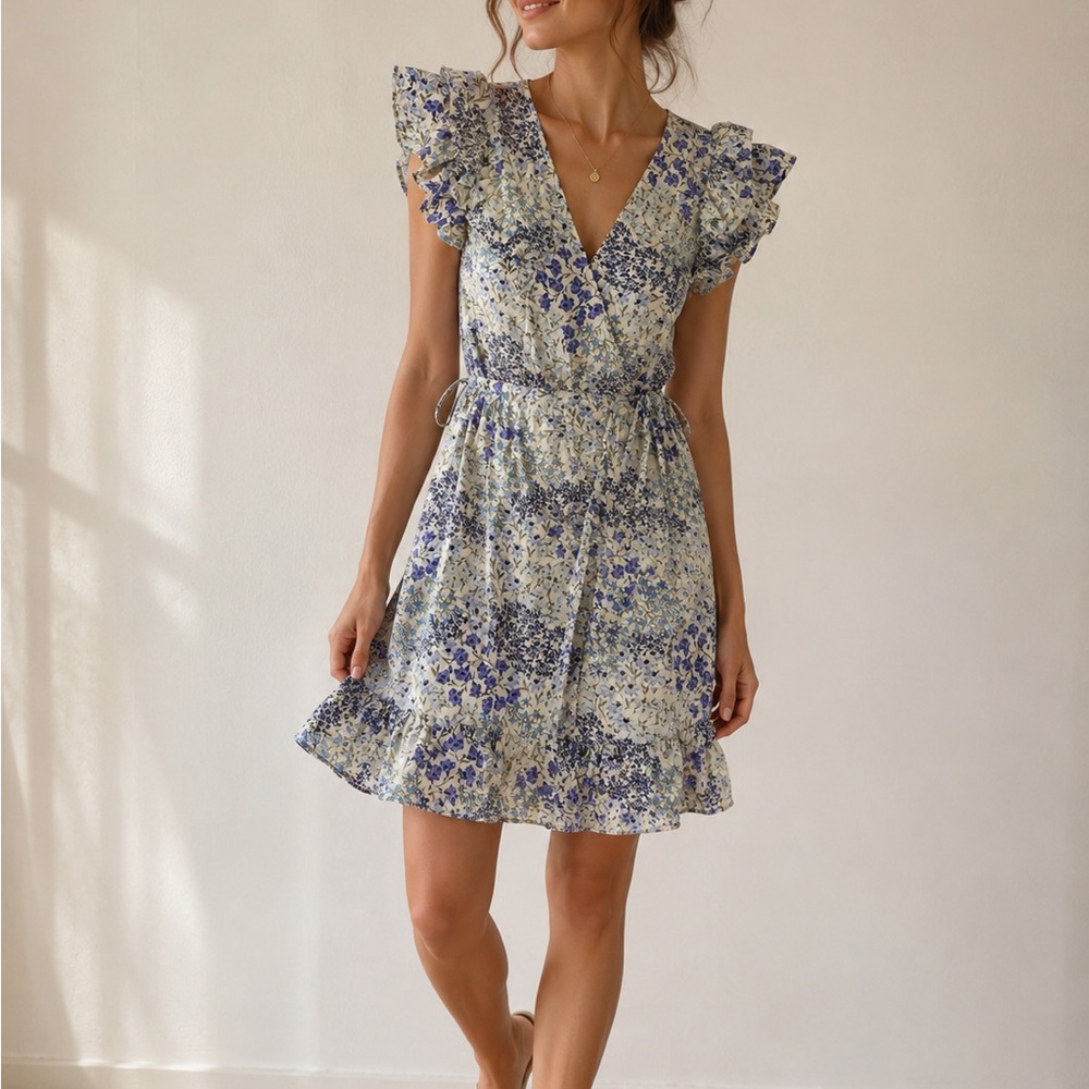 Rebecca Taylor Blue and White Floral Mini Dress